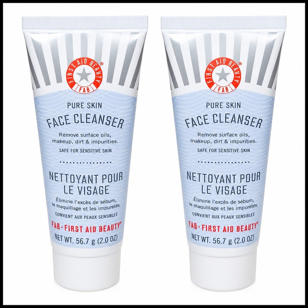2 x FAB First Aid Beauty Pure Skin Face Cleanser 2 fl.oz. Big Travel size Sealed